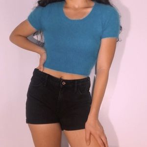 ACCOMPLICE BLUE FURRY TOP